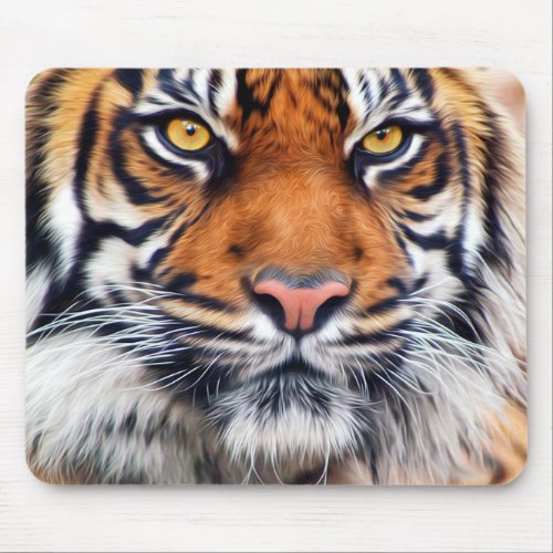 Male Siberian Tiger Paint Photograph Mouse Pad