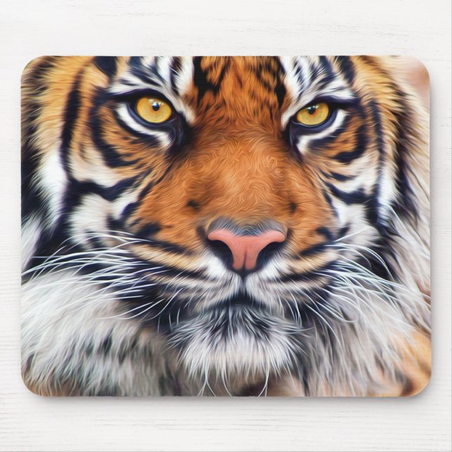 Male Siberian Tiger Paint Photograph Mouse Pad (Front)