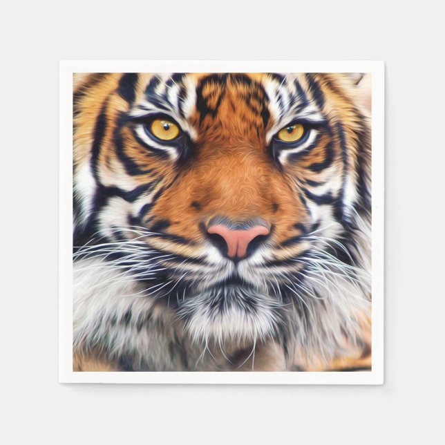 Male Siberian Tiger Paint Photograph Paper Napkins (Front)
