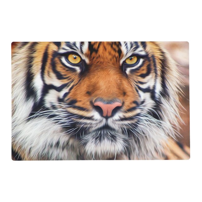 Male Siberian Tiger Paint Photograph Placemat (Front)
