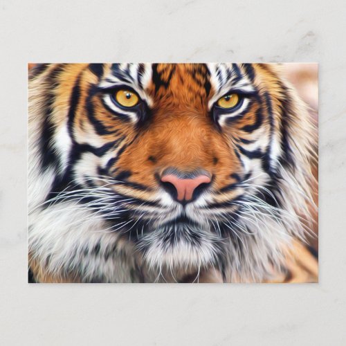 Male Siberian Tiger Paint Photograph Postcard