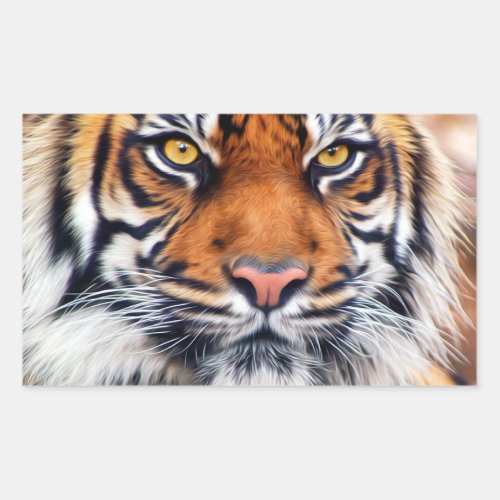 Male Siberian Tiger Paint Photograph Rectangular Sticker