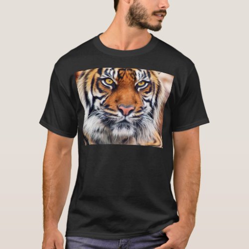 Male Siberian Tiger Paint Photograph T_Shirt