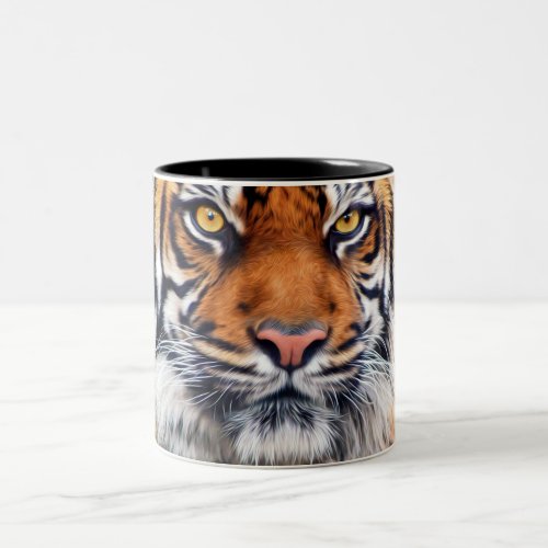 Male Siberian Tiger Paint Photograph Two_Tone Coffee Mug