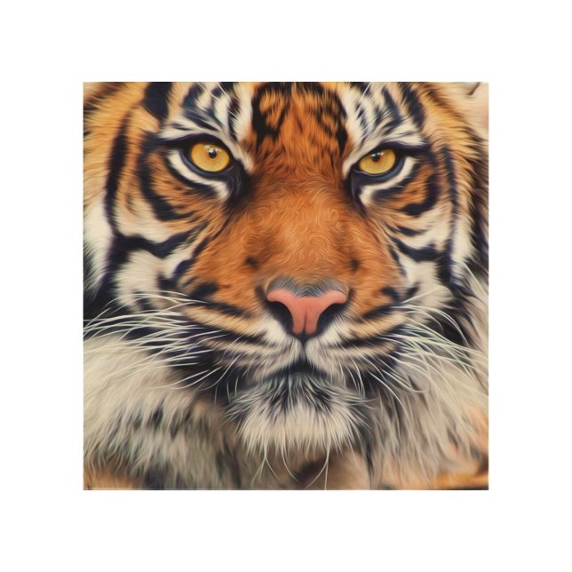 Male Siberian Tiger Paint Photograph Wood Wall Art (Front)