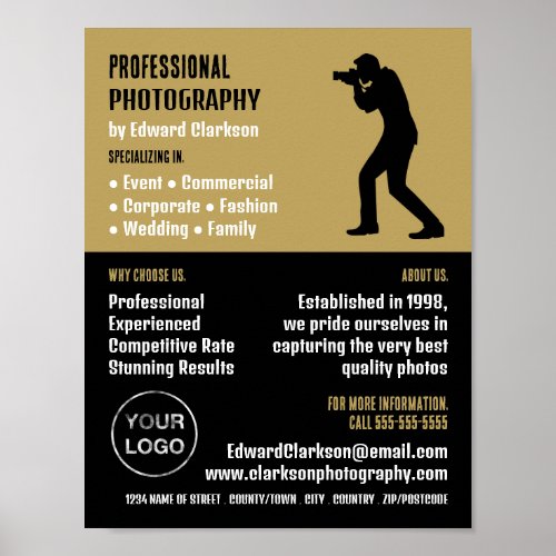 Male Silhouette Photographer Photography Hire Poster