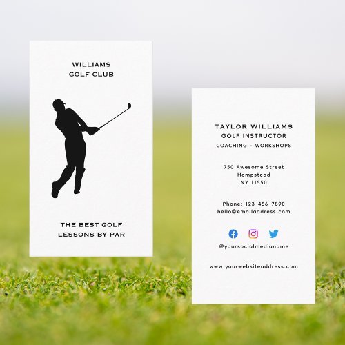 Male Sport Coach Golf Pro Instructor Social Media Business Card