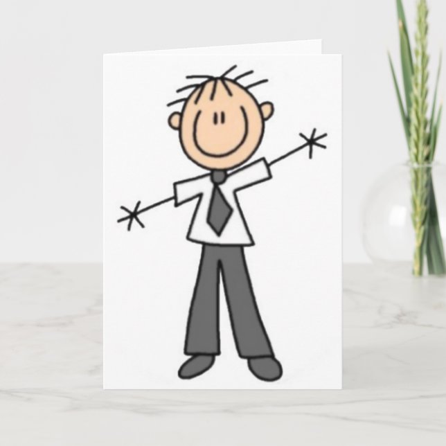 Male Stick Figure All Occasion Add Your Greeting  Card (Front)