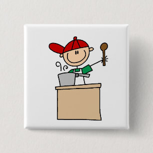 Male Stick Figure Cook T-shirts and Gifts Button