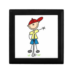 Male Stick Figure Golfer Keepsake Box