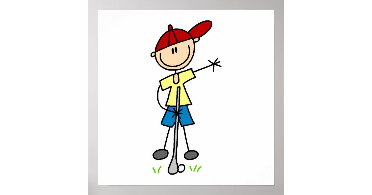 Male Stick Figure Golfer Poster Zazzle