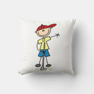 Male Stick Figure Golfer Throw Pillow