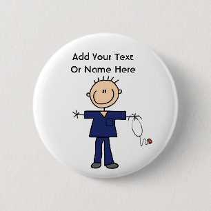 Male Stick Figure Nurse Aid T-shirts and Gifts Pinback Button