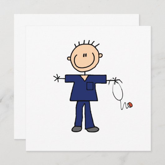 Male Stick Figure Nurse - Blue (Front/Back)