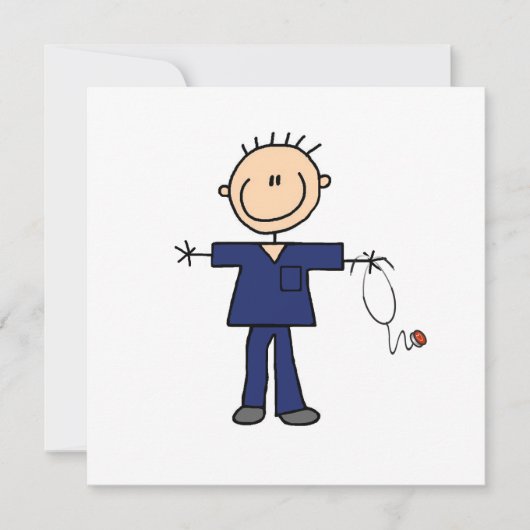 Male Stick Figure Nurse - Blue (Front)