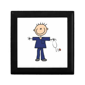 Male Stick Figure Nurse - Blue Jewelry Box