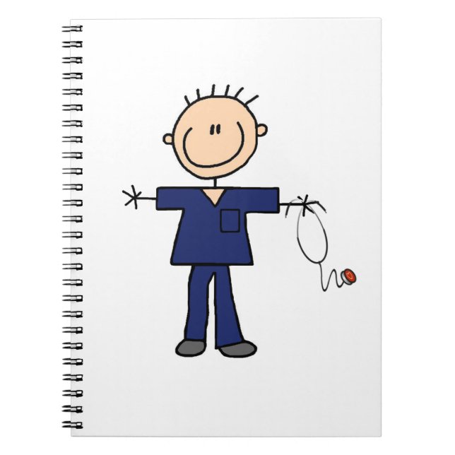 Male Stick Figure Nurse - Blue Notebook (Front)