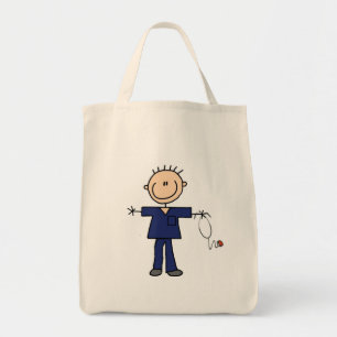 Male Stick Figure Nurse - Blue Tote Bag