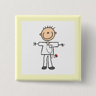 Male Stick Figure Nurse Button