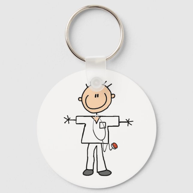 Male Stick Figure Nurse Keychain (Front)