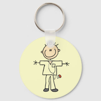 Male Stick Figure Nurse Keychain