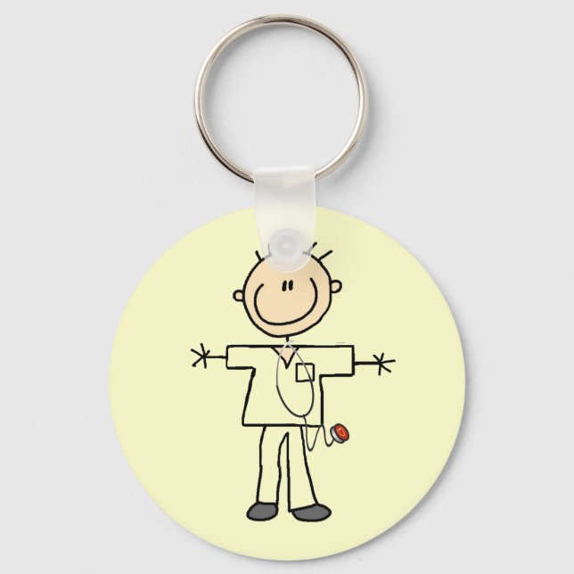 Male Stick Figure Nurse Keychain (Front)