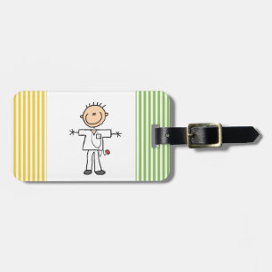 Male Stick Figure Nurse Luggage Tag
