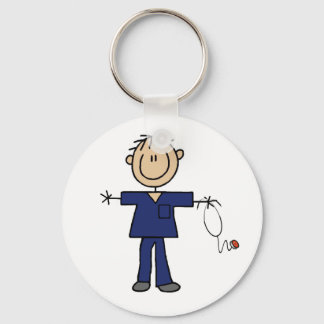 Male Stick Figure Nurse Medium Skin Keychain