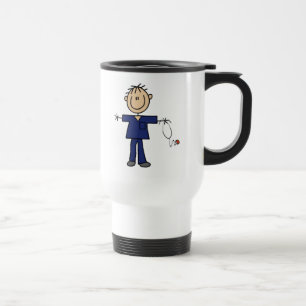 Male Stick Figure Nurse Medium Skin Travel Mug