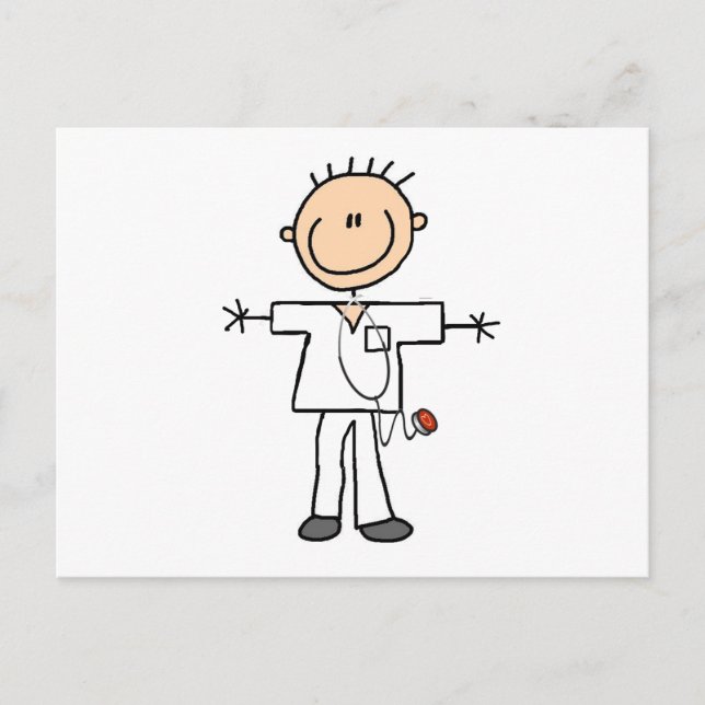 Male Stick Figure Nurse Postcard (Front)