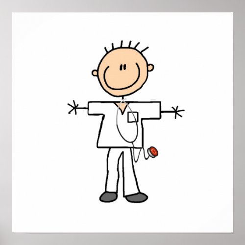 Male Stick Figure Nurse Poster