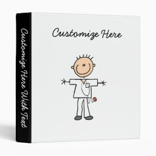Male Stick Figure Nurse T-shirts and Gifts 3 Ring Binder