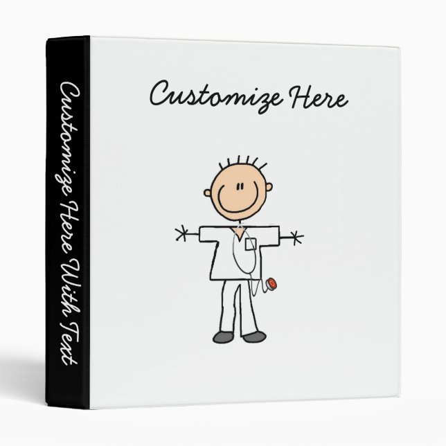 Male Stick Figure Nurse T-shirts and Gifts 3 Ring Binder (Front/Spine)