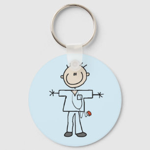 Male Stick Figure Nurse Tshirts and Gifts Keychain