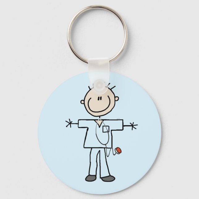 Male Stick Figure Nurse Tshirts and Gifts Keychain (Front)