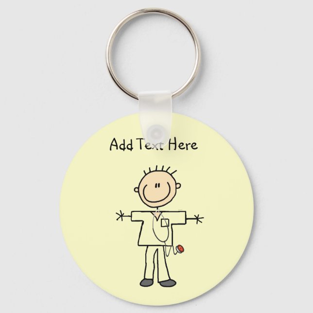 Male Stick Figure Nurse Tshirts and Gifts Keychain (Front)