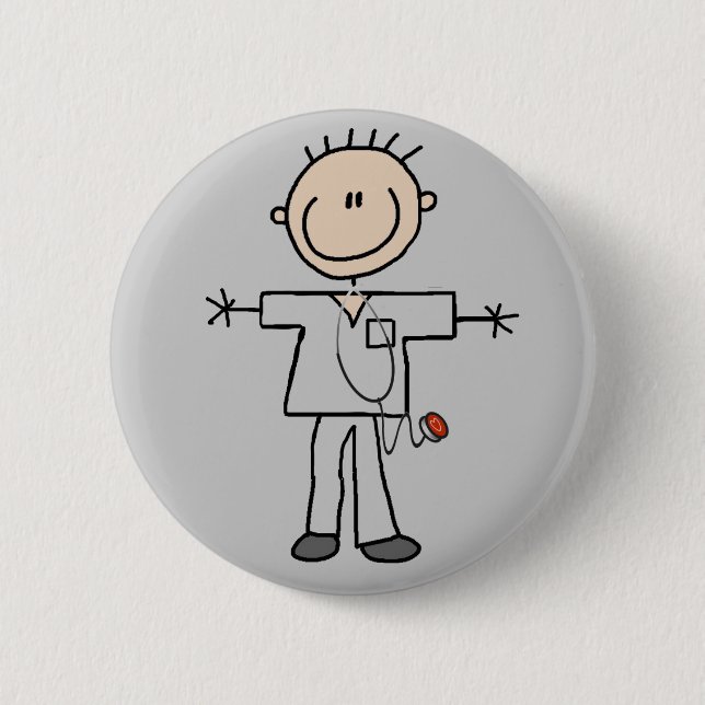 Male Stick Figure Nurse Tshirts and Gifts Pinback Button (Front)