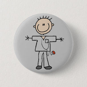 Male Stick Figure Nurse Tshirts and Gifts Pinback Button
