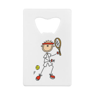 Male Stick Figure Tennis Player Credit Card Bottle Opener