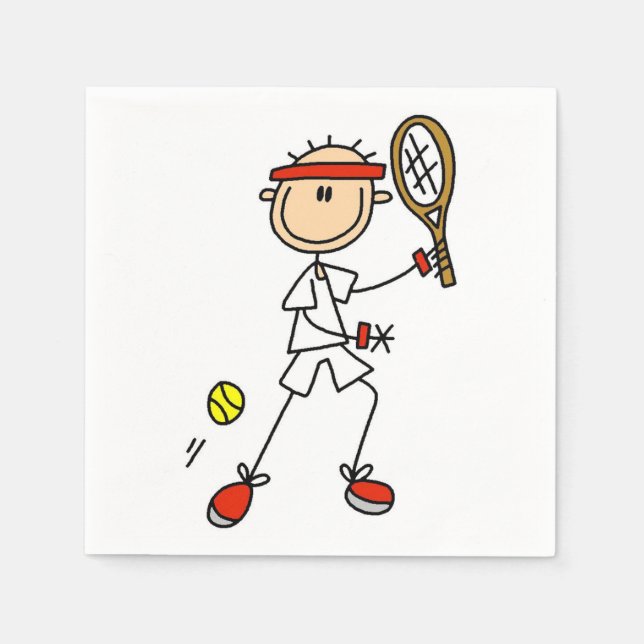 Male Stick Figure Tennis Player Napkins (Front)