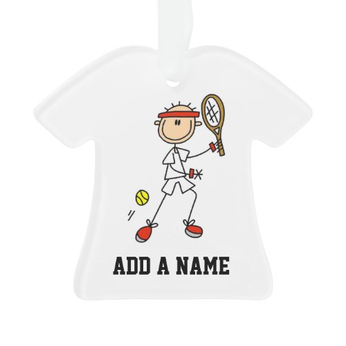 Male Stick Figure Tennis Player Ornament