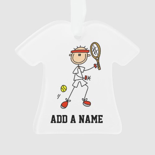 Male Stick Figure Tennis Player Ornament