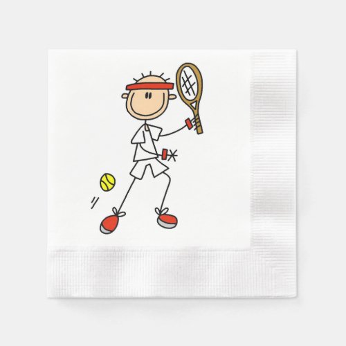 Male Stick Figure Tennis Player Paper Napkins