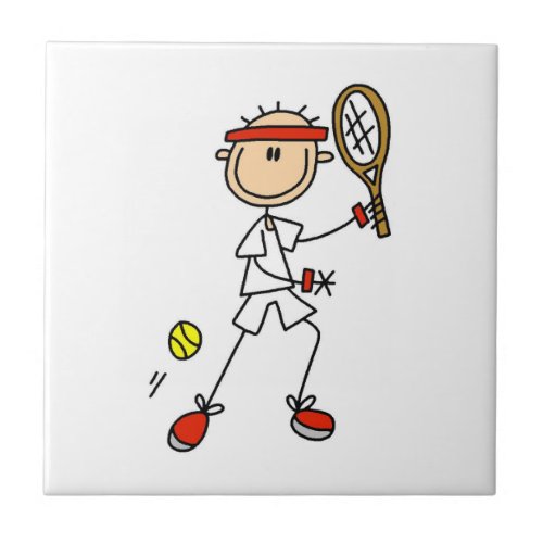 Male Stick Figure Tennis Player Tile