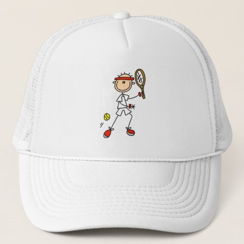 Male Stick Figure Tennis Player Trucker Hat