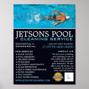 Male Swimmer, Swimming Pool Cleaning Advertising Poster