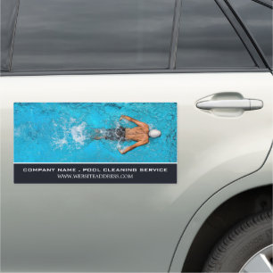 Male Swimmer, Swimming Pool Cleaning Service Car Magnet