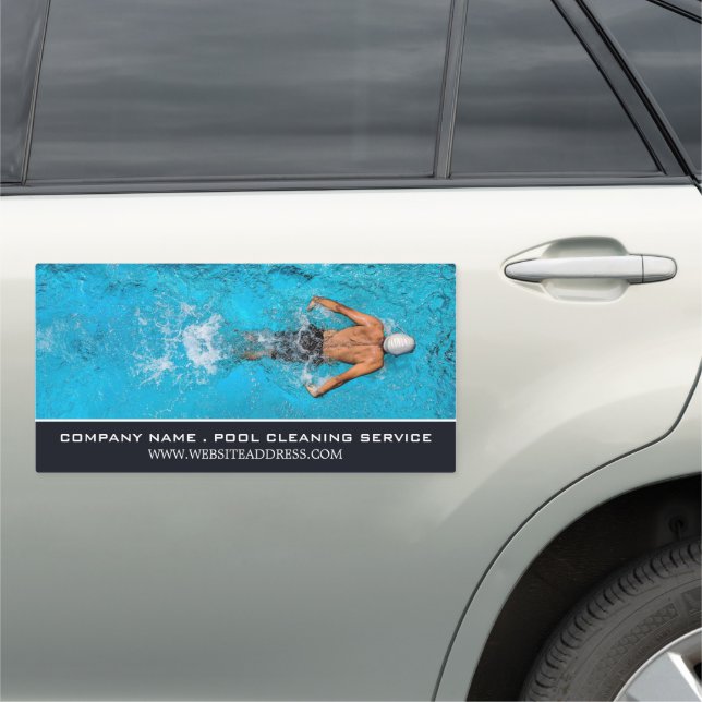 Male Swimmer, Swimming Pool Cleaning Service Car Magnet (In Situ)