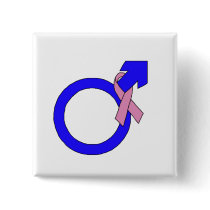 Male Symbol of Breast Cancer Support Button