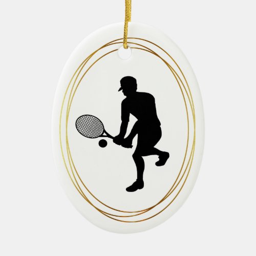 Male Tennis Player Silhouette Christmas Ornament